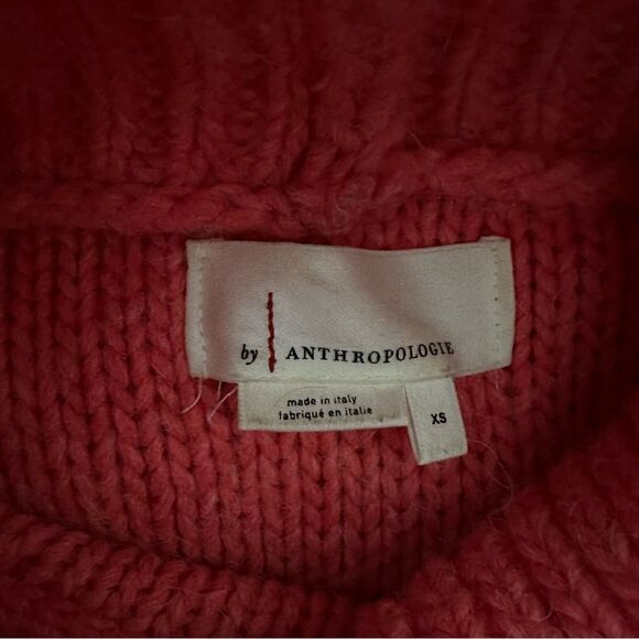 ANTHROPOLOGIE Lottie sweater coral mock neck chunky knit cropped sweater - Picture 7 of 7